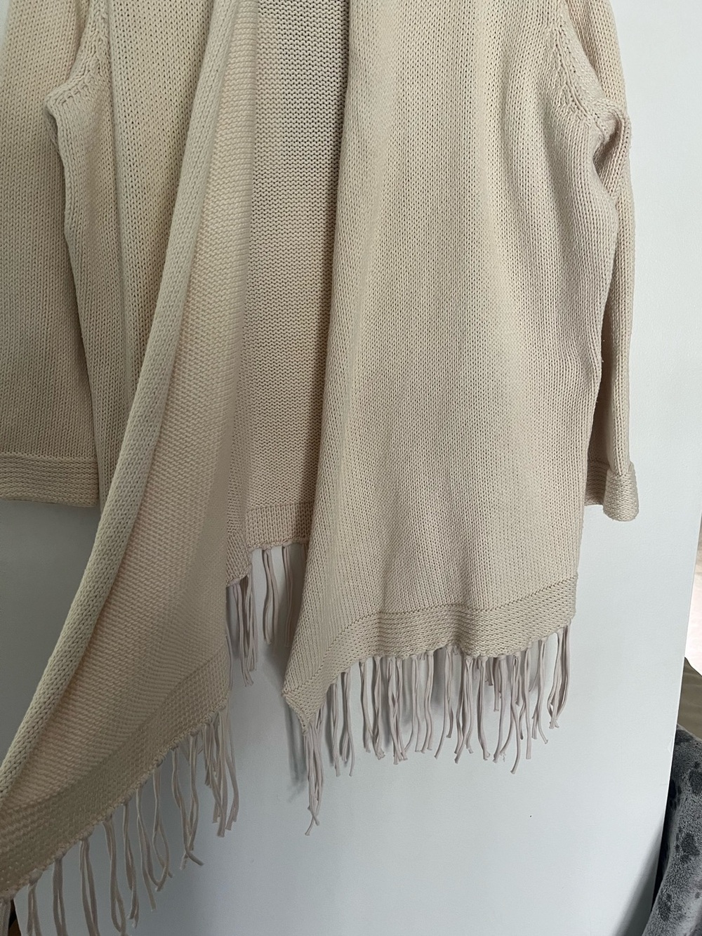 Pure Handknit cardigan, 100% cotton, fringe - Picture 5 of 6